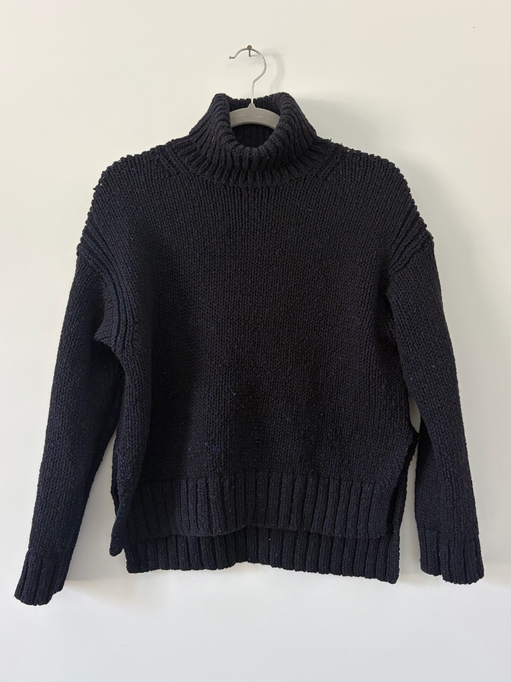 A.L.C Dark Navy Wool Knit Turtleneck Relaxed Fit Casual Fall Sweater Small